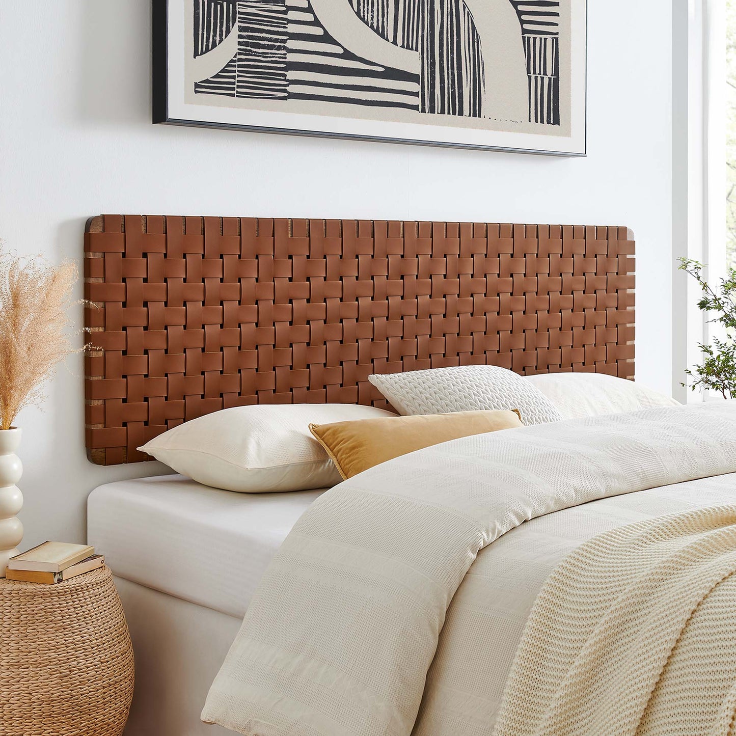 Sparta Weave Wall-Mount Vegan Leather King Headboard