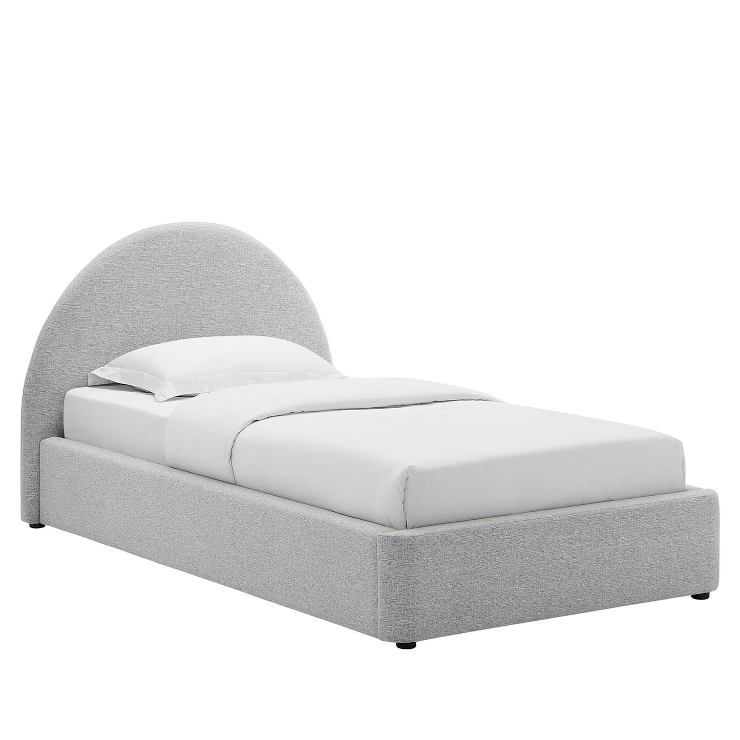 Resort Upholstered Fabric Arched Round Twin Platform Bed