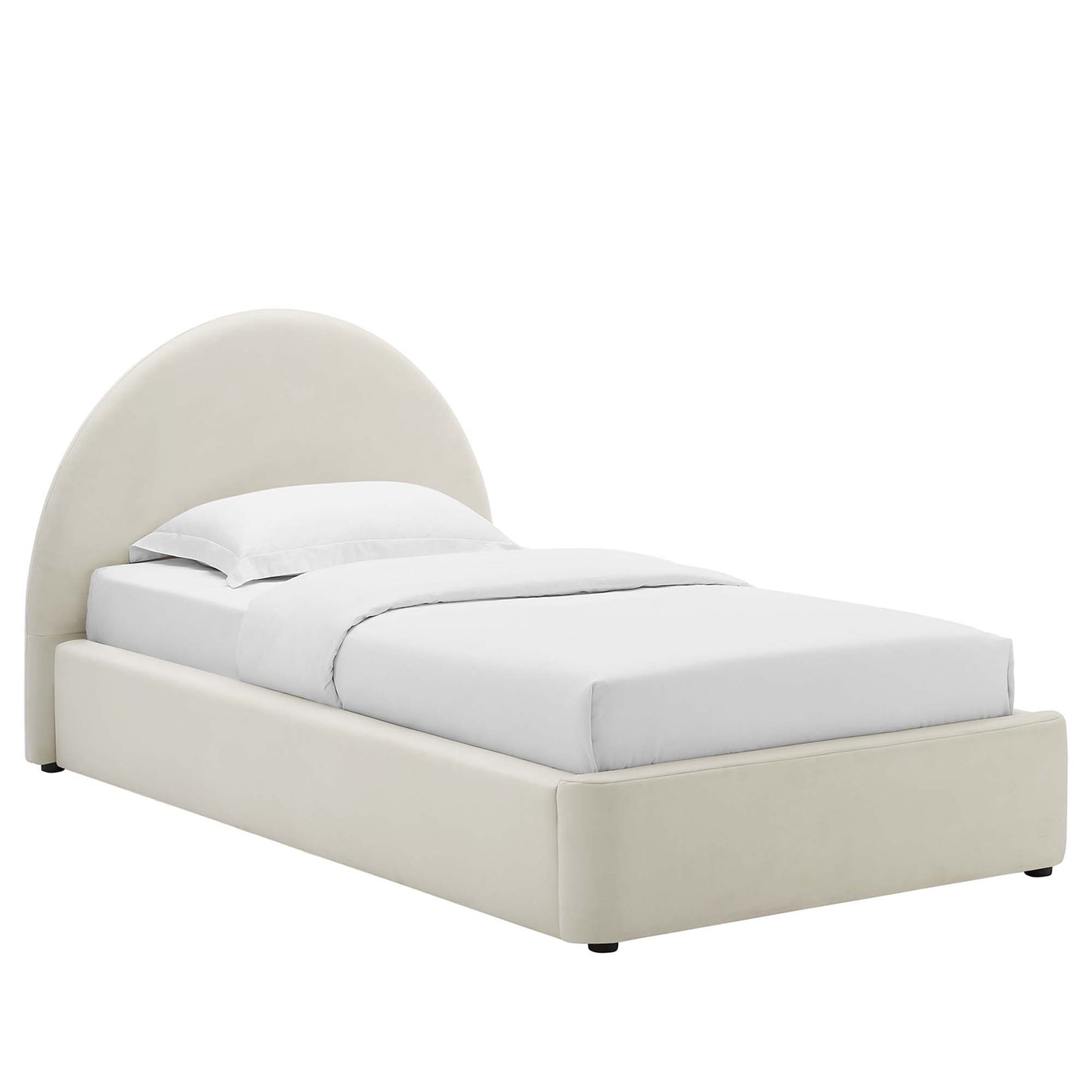 Resort Performance Velvet Arched Round Twin Platform Bed