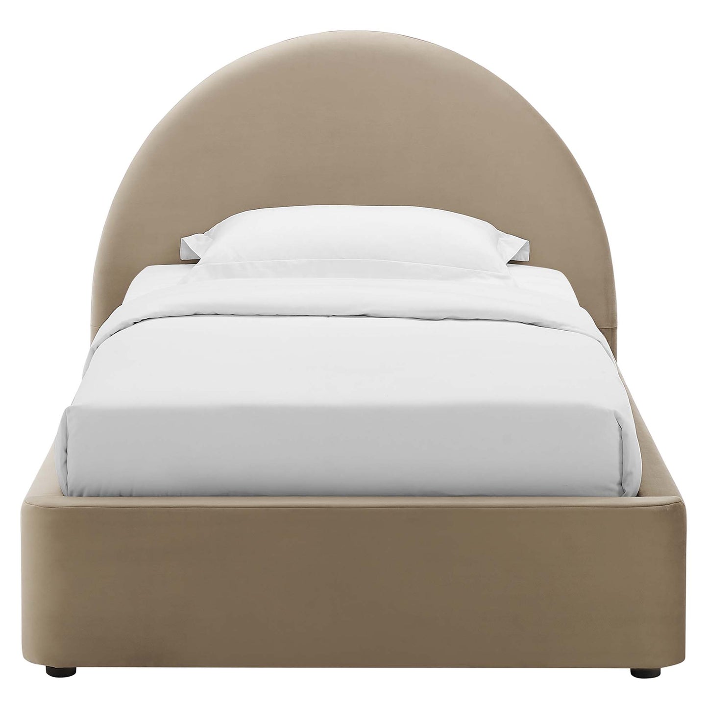 Resort Performance Velvet Arched Round Twin Platform Bed