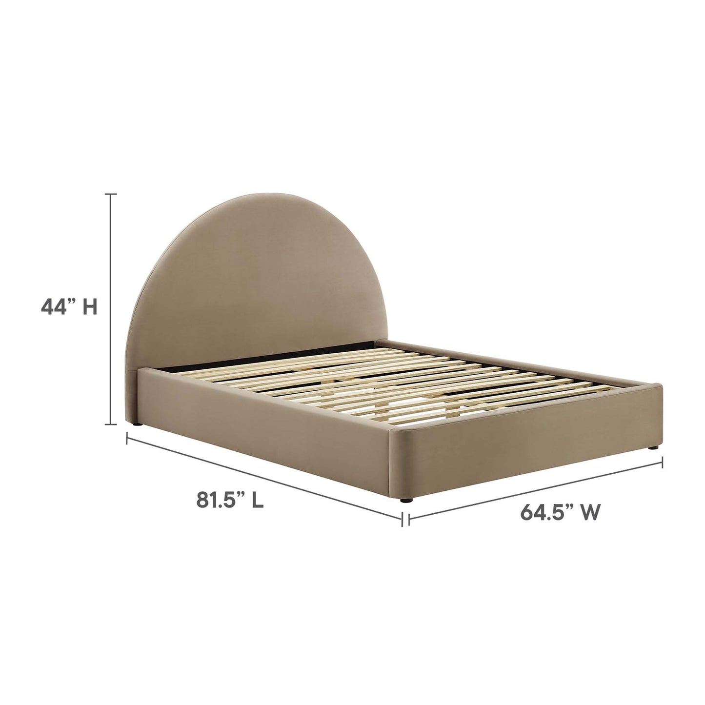 Resort Performance Velvet Arched Round Full Platform Bed