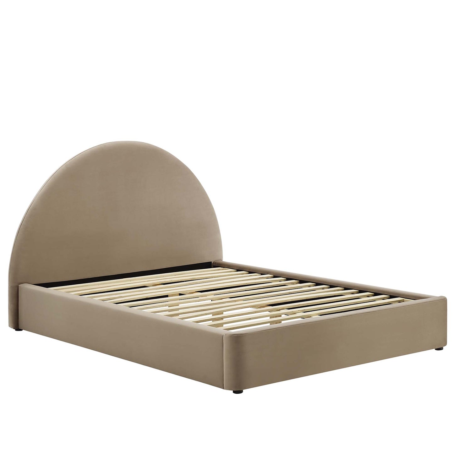 Resort Performance Velvet Arched Round Queen Platform Bed