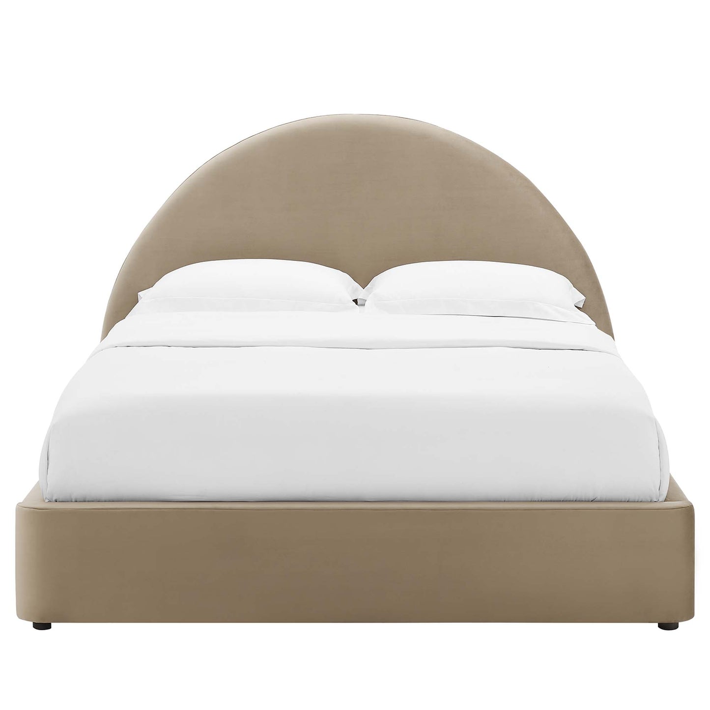 Resort Performance Velvet Arched Round Queen Platform Bed