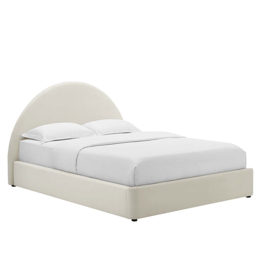 Resort Performance Velvet Arched Round King Platform Bed