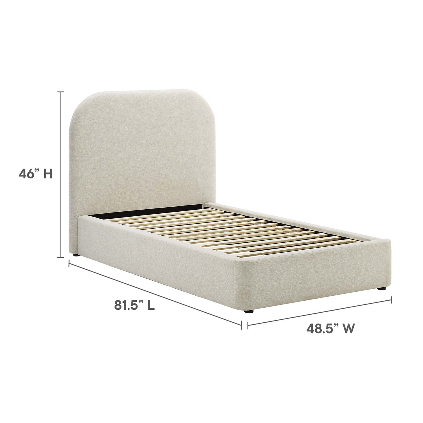 Keynote Upholstered Fabric Curved Twin Platform Bed