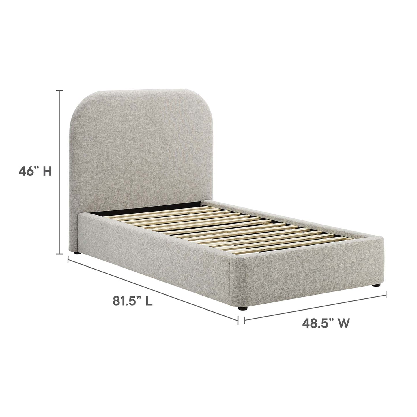 Keynote Upholstered Fabric Curved Twin Platform Bed