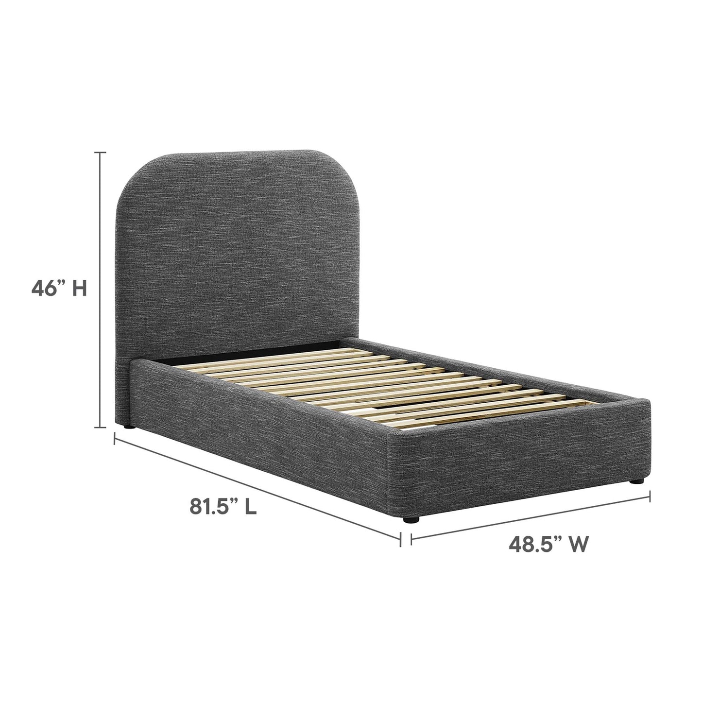 Keynote Upholstered Fabric Curved Twin Platform Bed