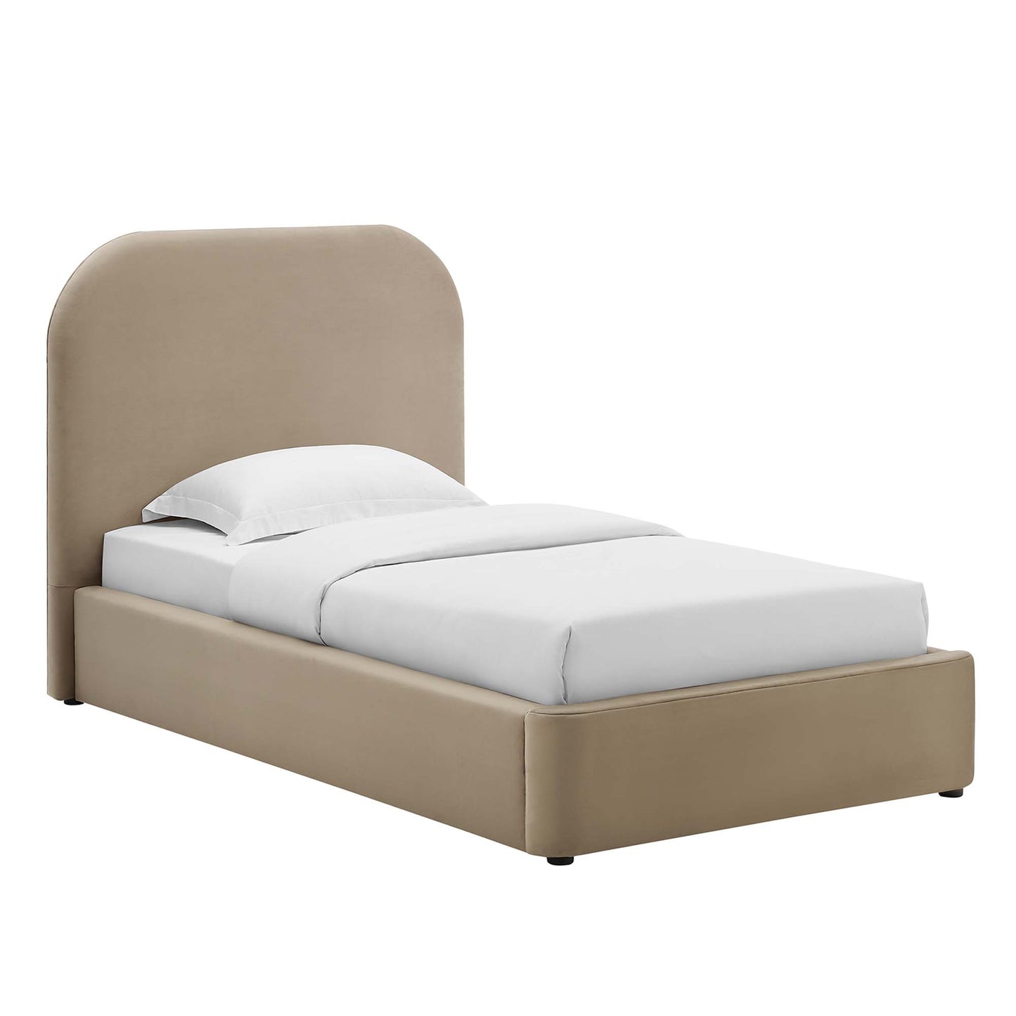 Keynote Performance Velvet Curved Twin Platform Bed