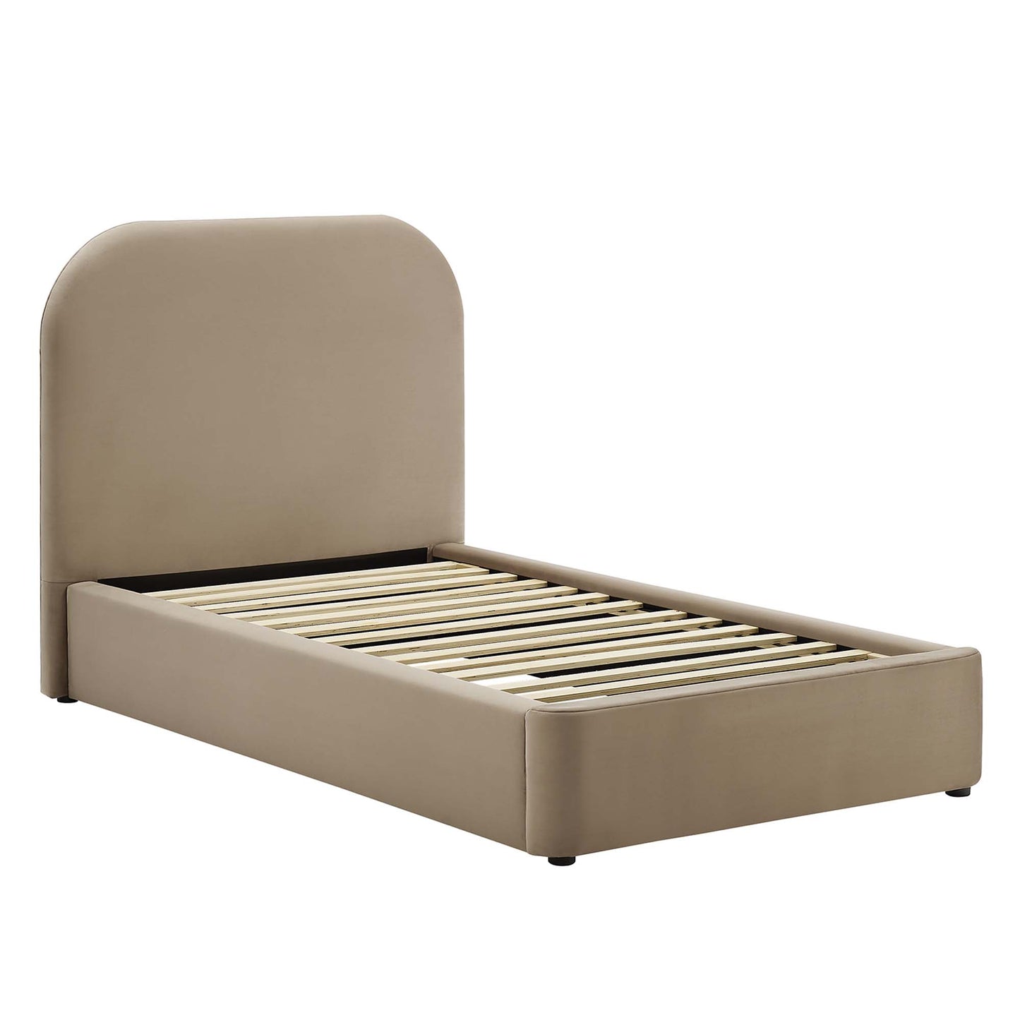 Keynote Performance Velvet Curved Twin Platform Bed