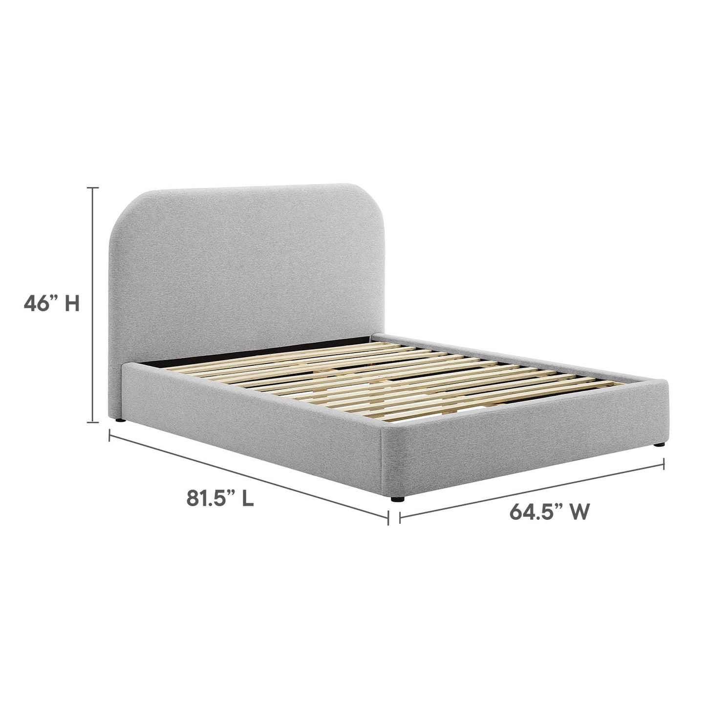 Keynote Upholstered Fabric Curved Full Platform Bed