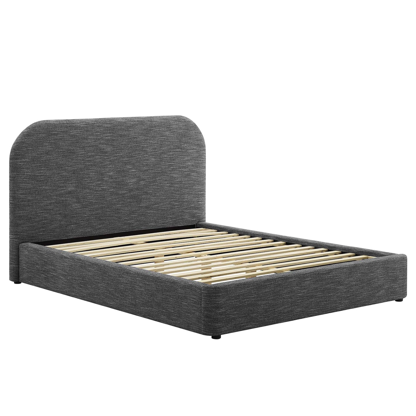 Keynote Upholstered Fabric Curved Full Platform Bed