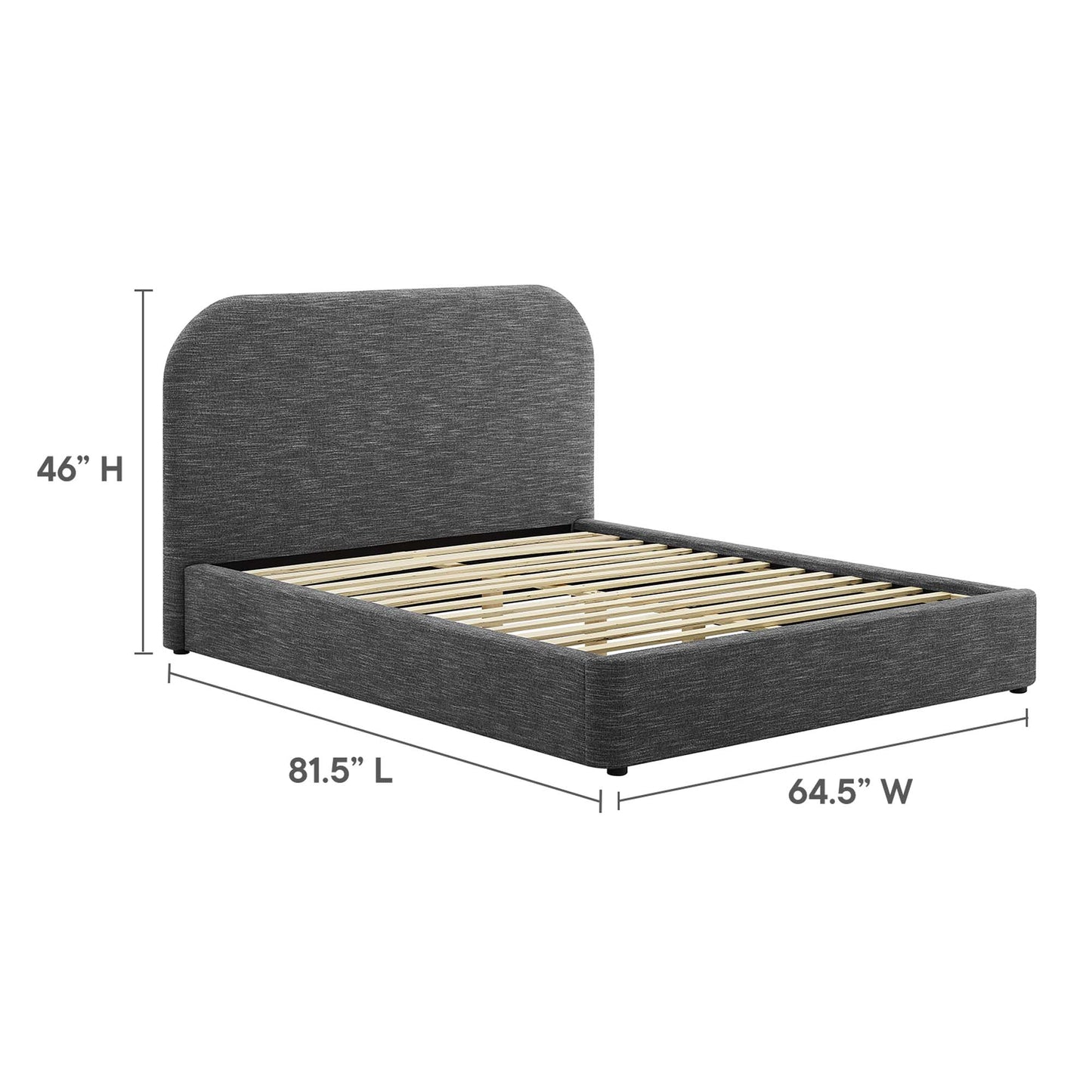 Keynote Upholstered Fabric Curved Full Platform Bed