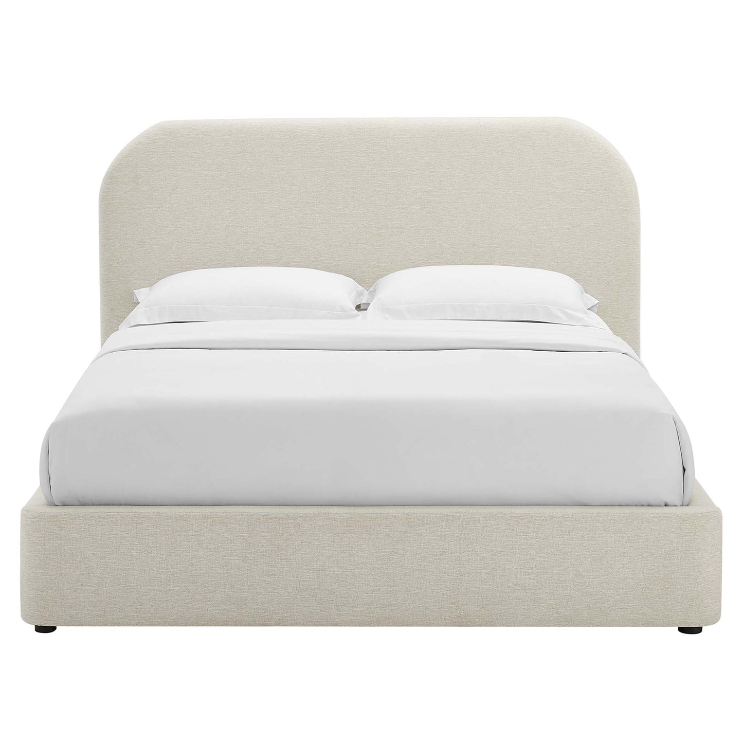 Keynote Upholstered Fabric Curved Queen Platform Bed