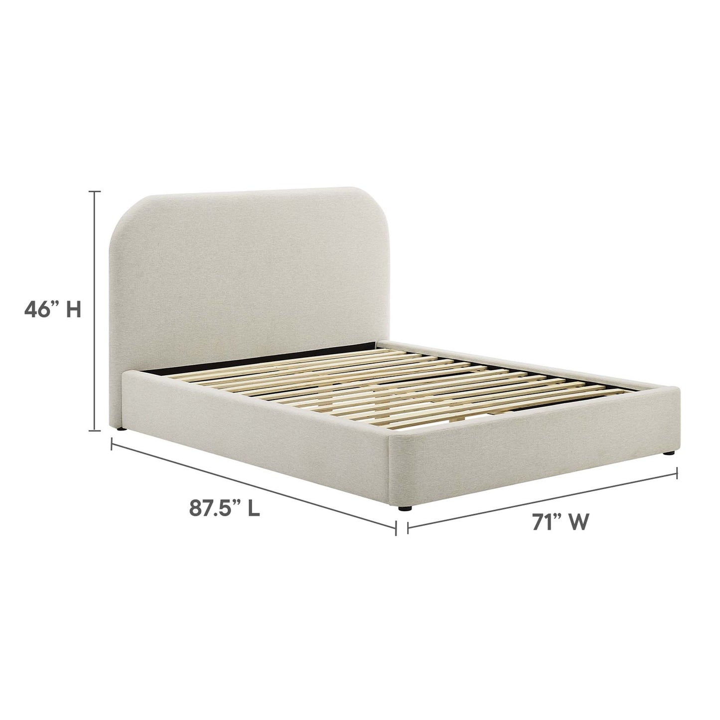 Keynote Upholstered Fabric Curved Queen Platform Bed