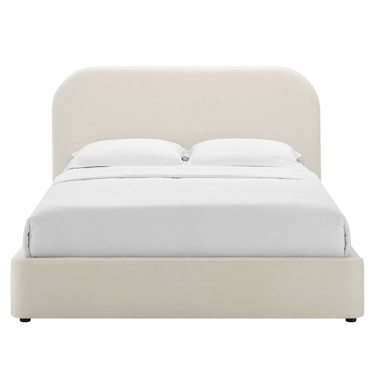 Keynote Performance Velvet Curved Queen Platform Bed