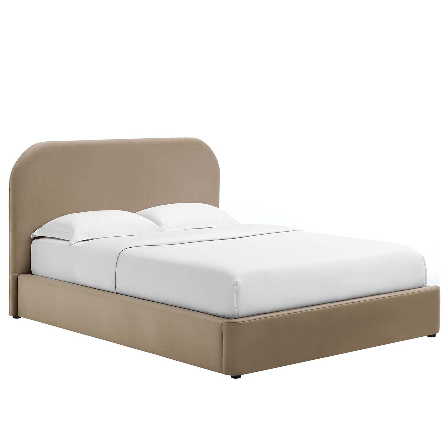 Keynote Performance Velvet Curved Queen Platform Bed