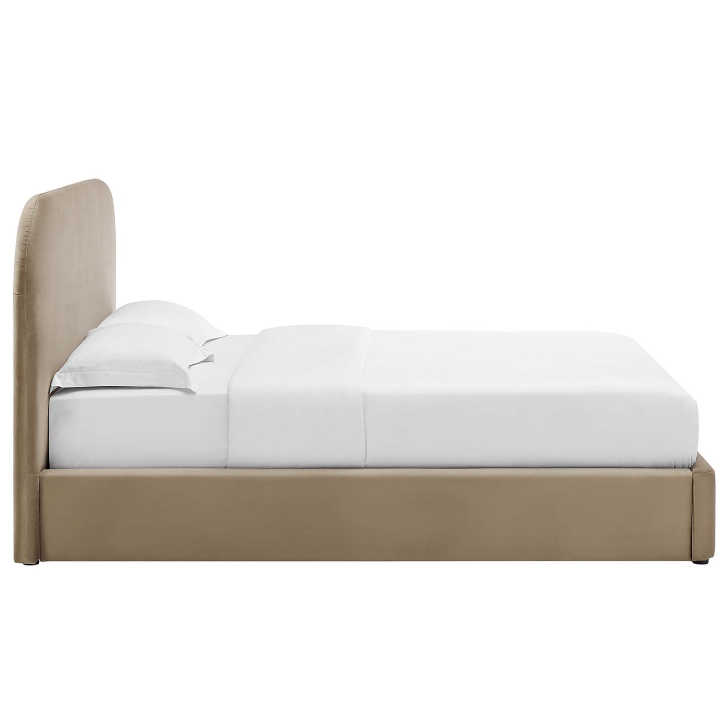 Keynote Performance Velvet Curved Queen Platform Bed