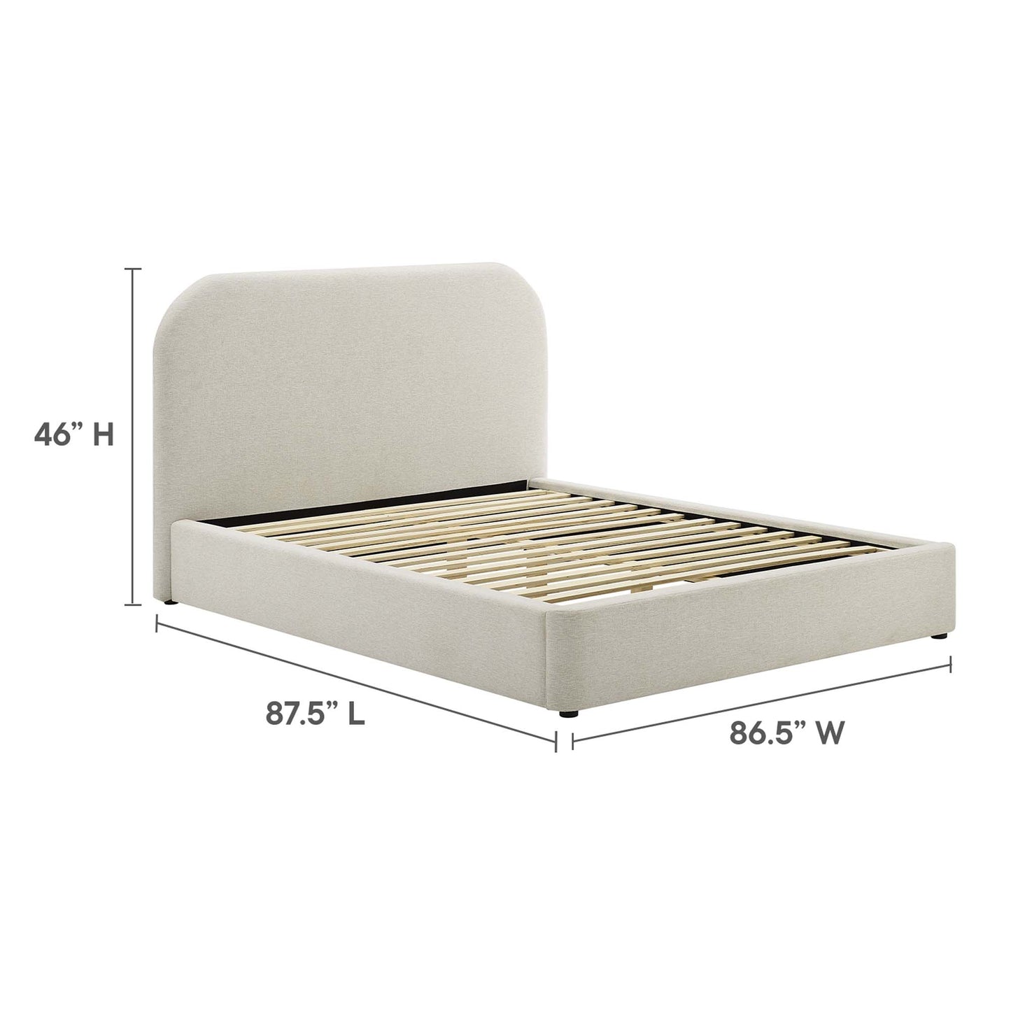 Keynote Upholstered Fabric Curved King Platform Bed