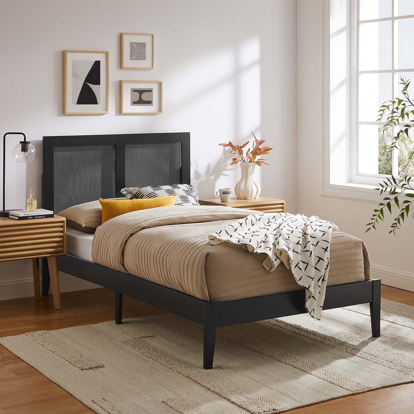 Sirocco Rattan and Wood Twin Platform Bed