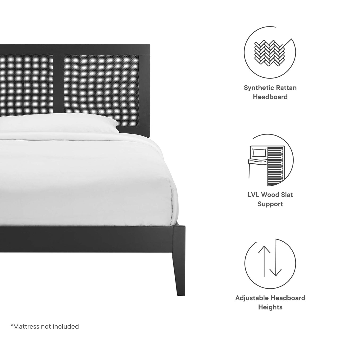 Sirocco Rattan and Wood Twin Platform Bed