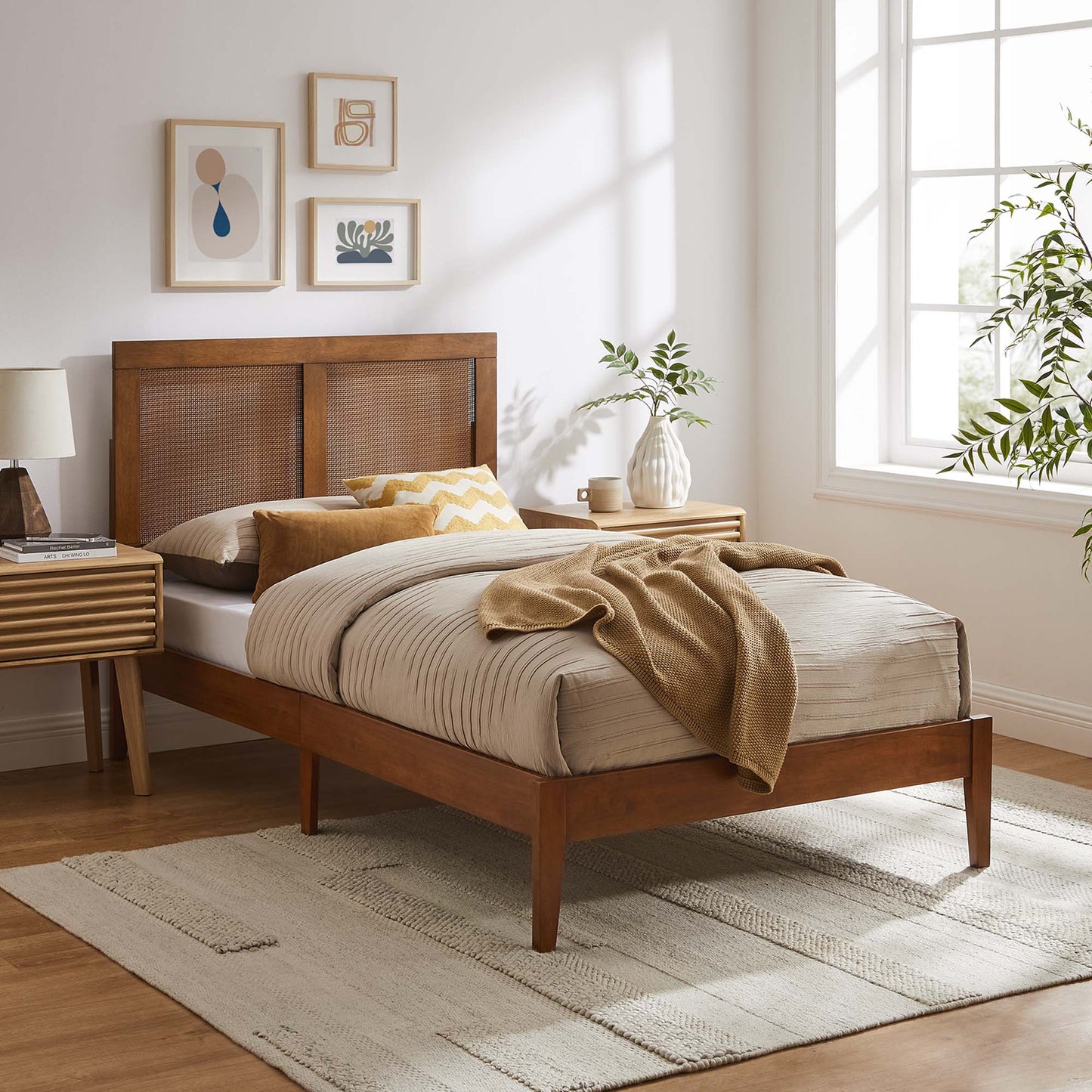 Sirocco Rattan and Wood Twin Platform Bed