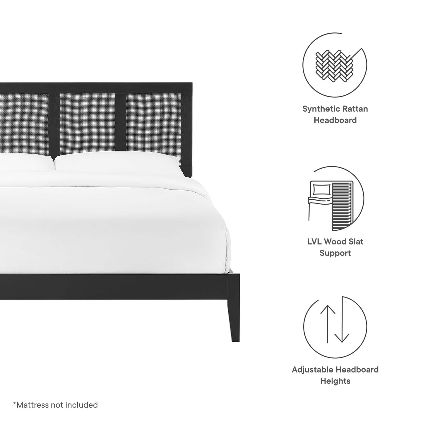 Sirocco Rattan and Wood Queen Platform Bed