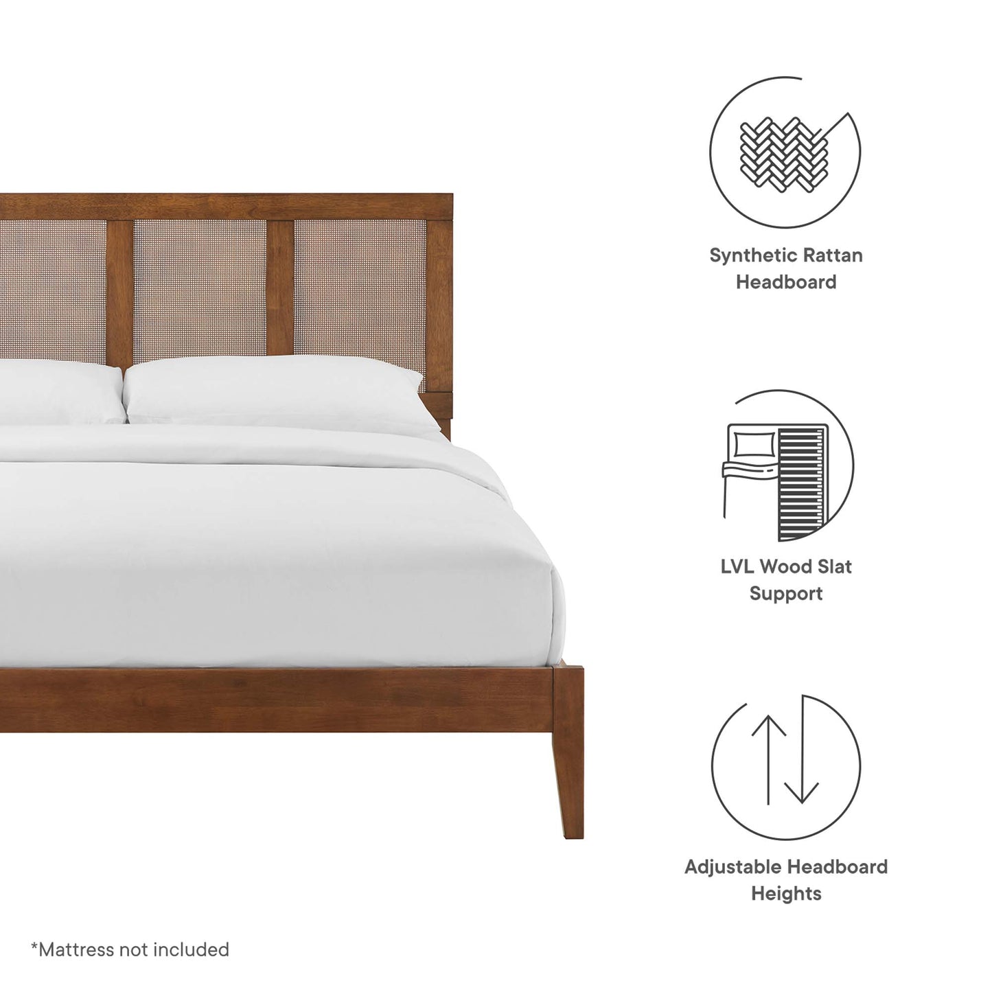 Sirocco Rattan and Wood Queen Platform Bed