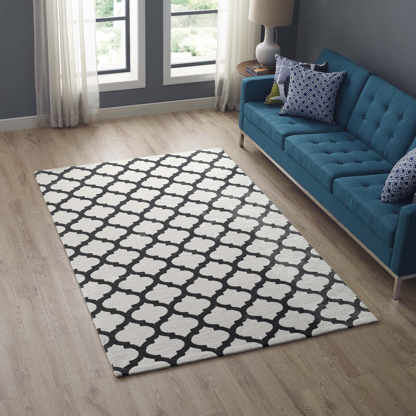 Tapis marocain Lida 5x8 en treillis par Modway