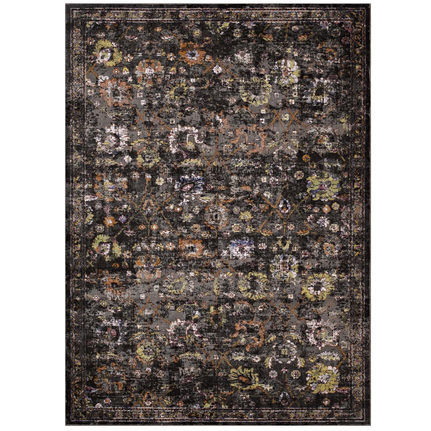 Tapis à motif floral vieilli Minu 5x8 par Modway