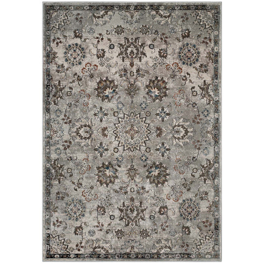 Hana Distressed Vintage Floral Lattice 5x8 Area Rug