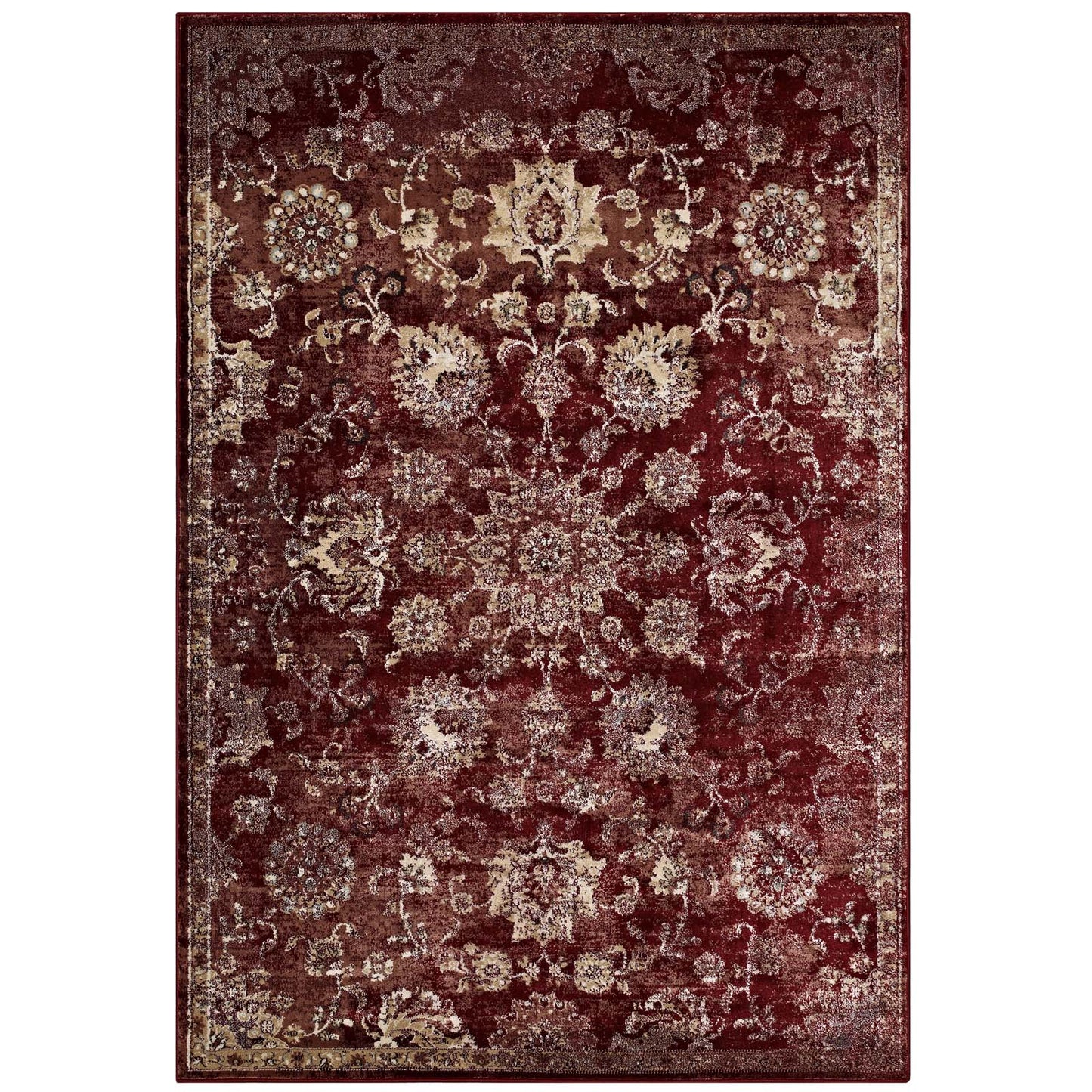 Cynara Distressed Floral Vintage Medallion 5x8 Area Rug