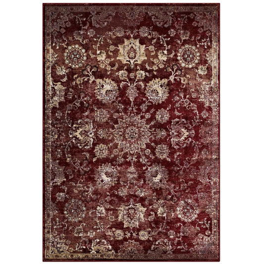 Cynara Distressed Floral Vintage Medallion 5x8 Area Rug