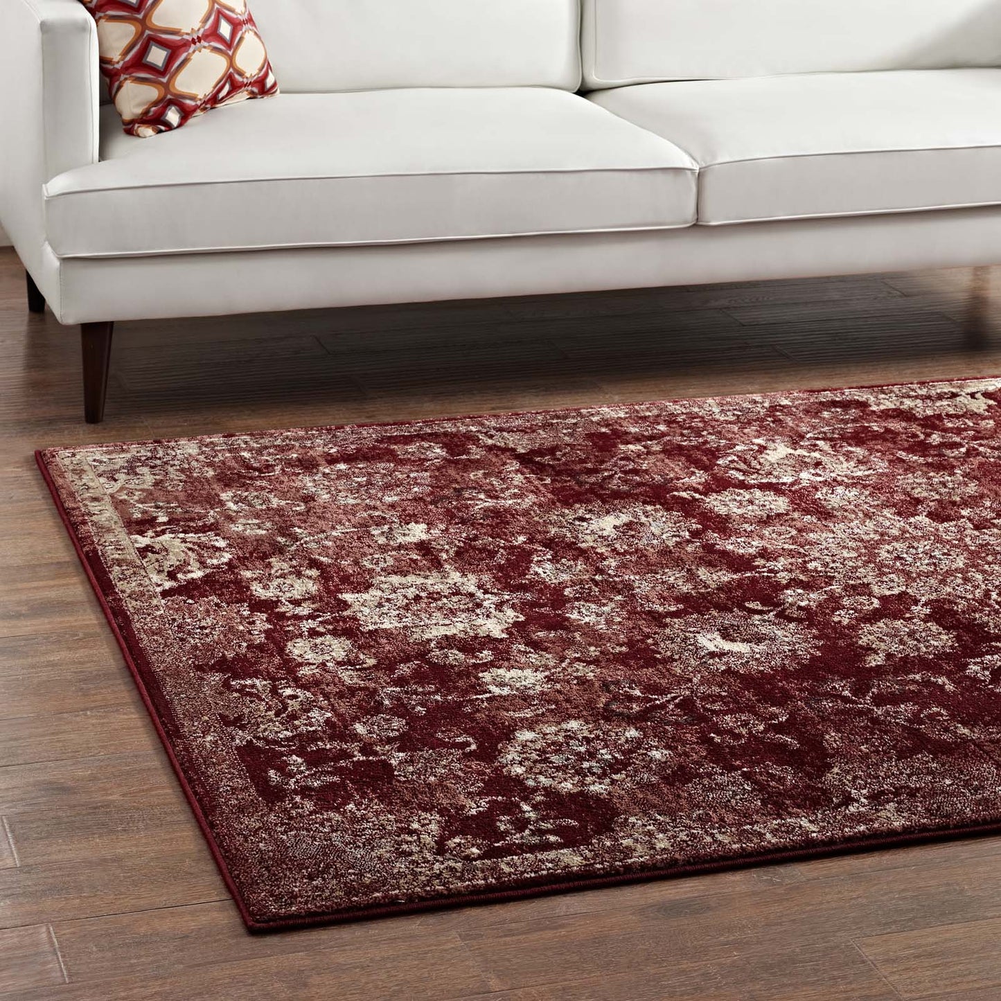 Cynara Distressed Floral Vintage Medallion 5x8 Area Rug