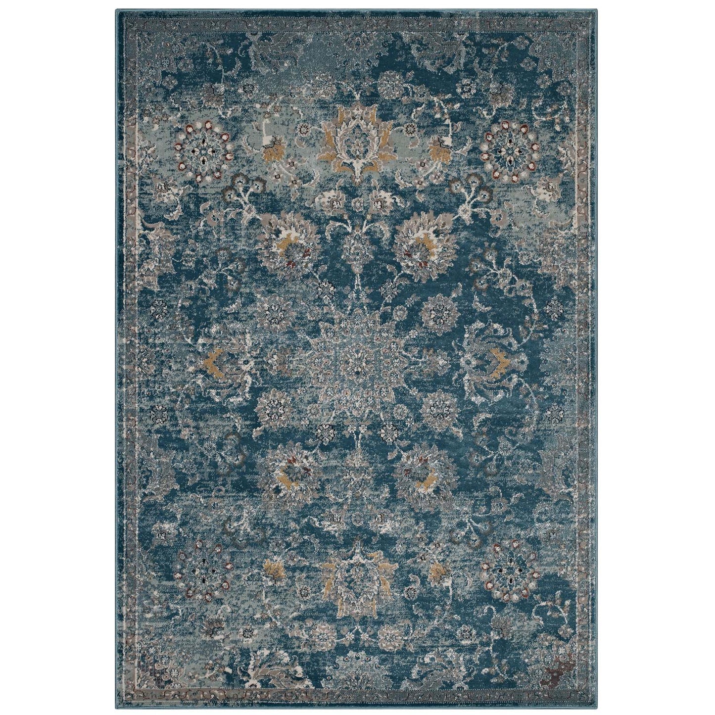 Cynara Distressed Floral Vintage Medallion 5x8 Area Rug