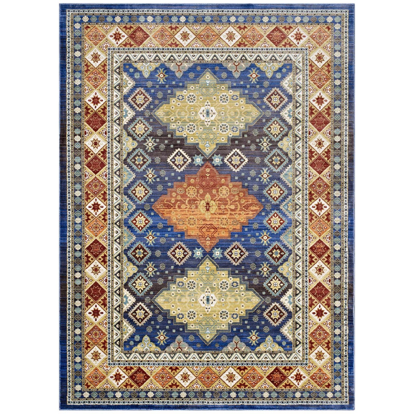 Atzi Distressed Southwestern Diamond Floral 5x8 Area Rug