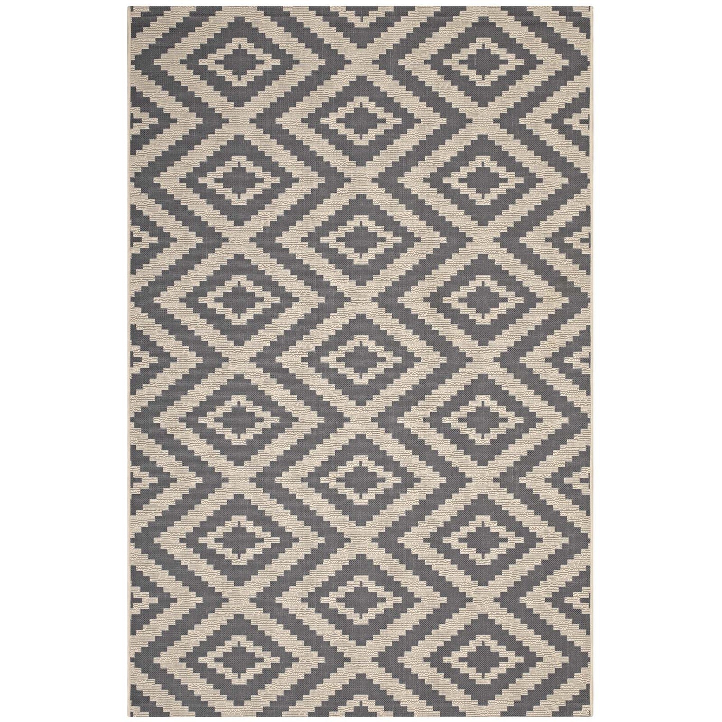 Tapis d'intérieur et d'extérieur à motif de treillis géométrique en losanges déchiquetés 8x10 par Modway