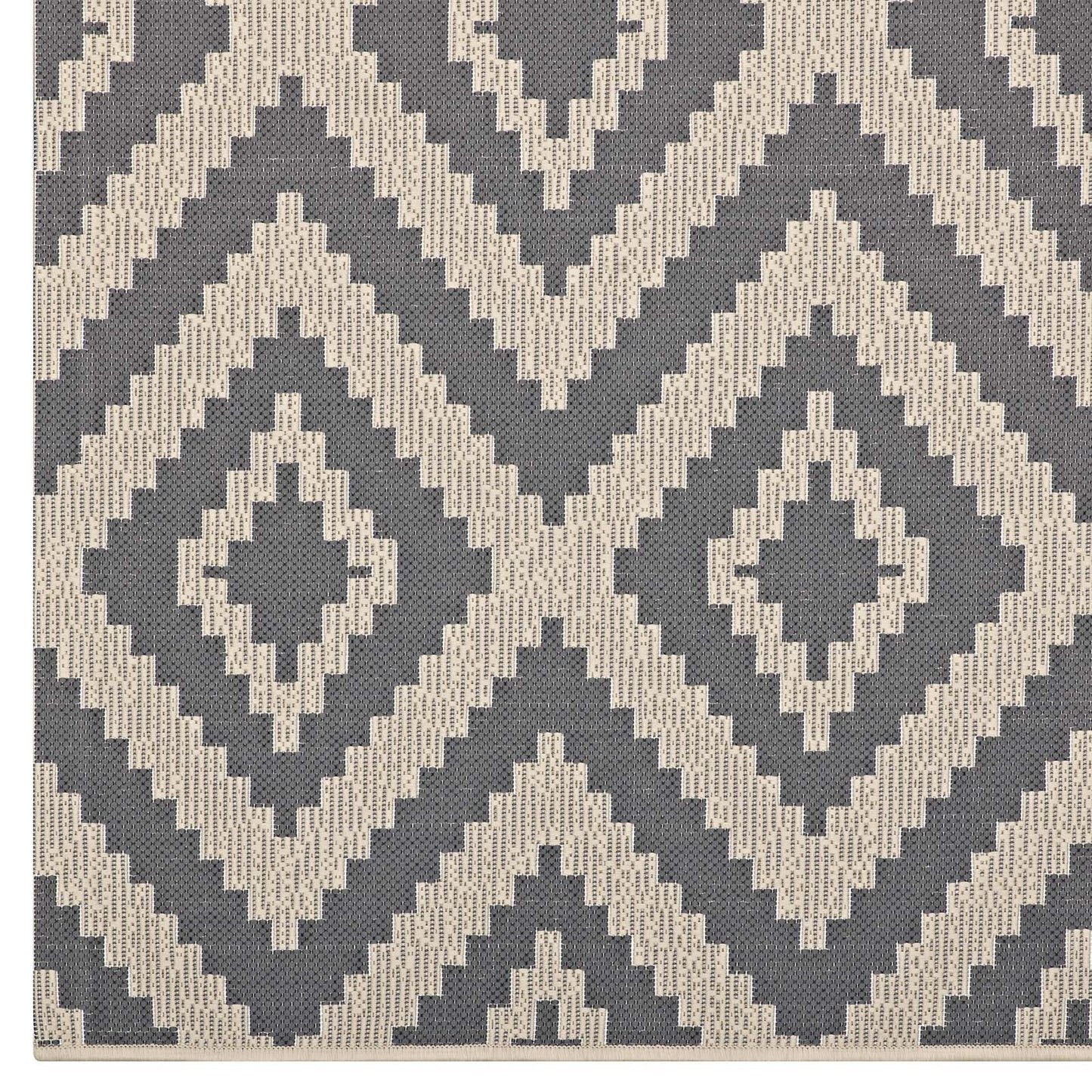 Tapis d'intérieur et d'extérieur à motif de treillis géométrique en losanges déchiquetés 8x10 par Modway