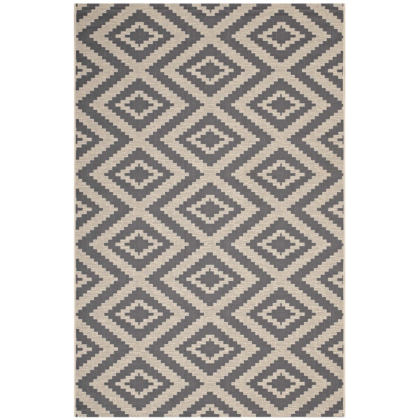 Jagged Geometric Diamond Trellis Indoor and Outdoor 9x12 Area Rug