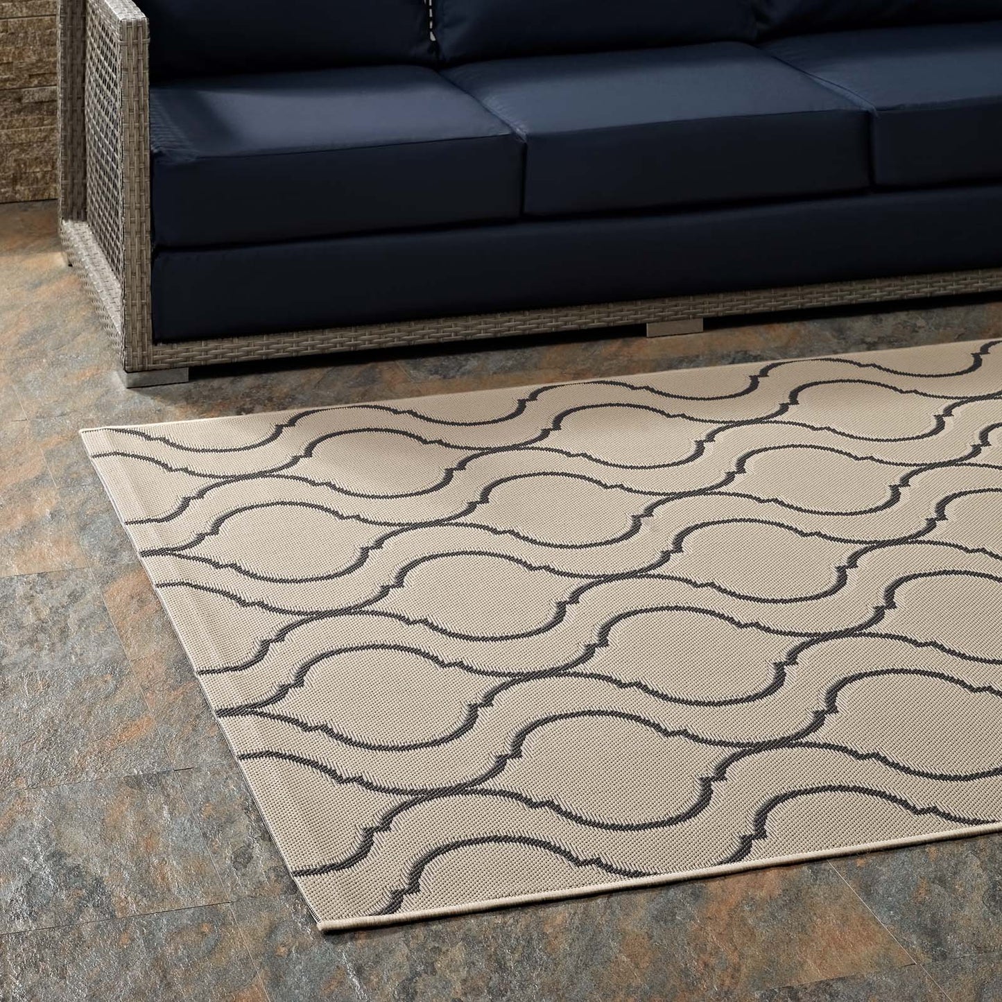 Alfombra de interior y exterior Linza Wave Abstract Trellis de 8 x 10 pulgadas de Modway