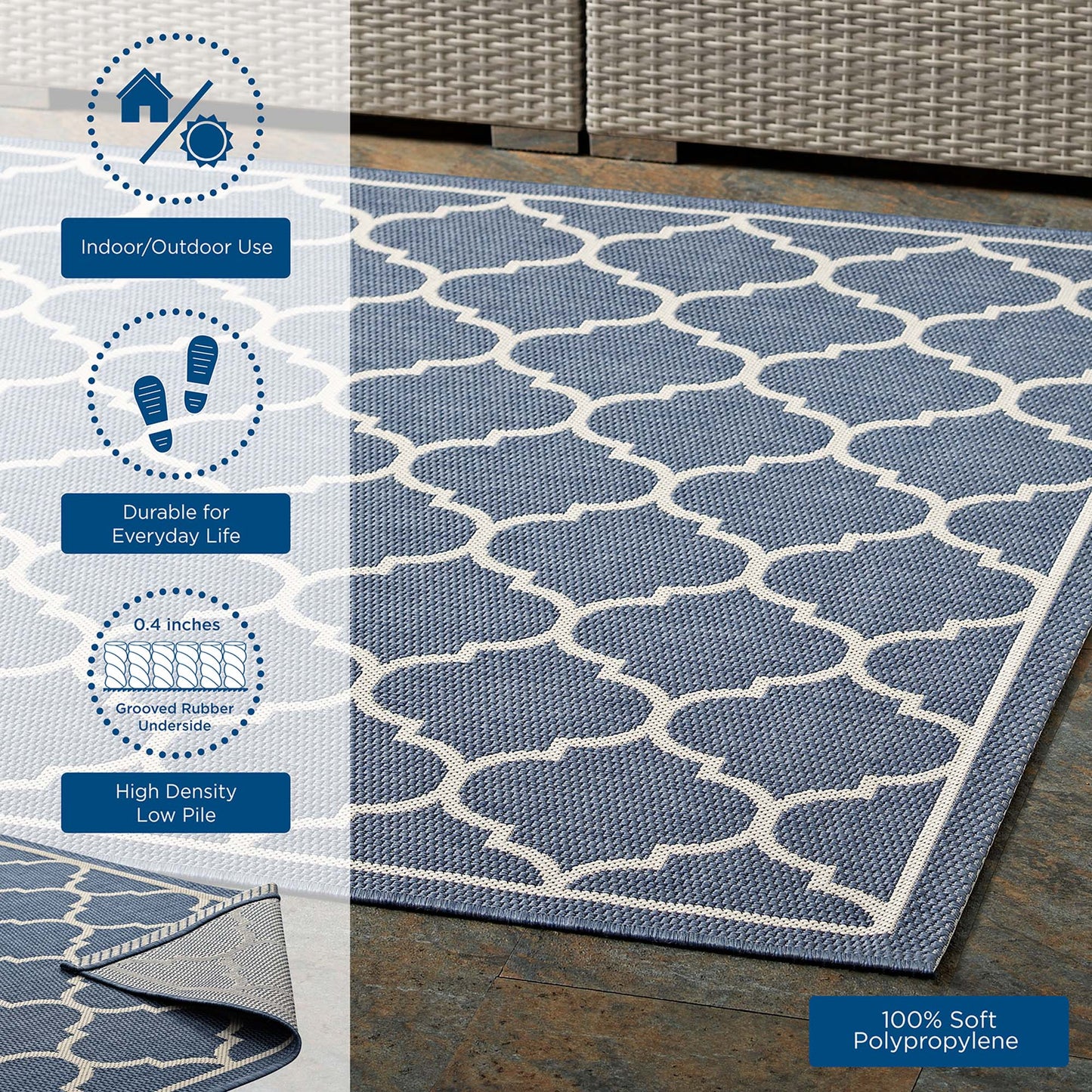 Avena Moroccan Quatrefoil Trellis Indoor and Outdoor 4x6 Area Rug