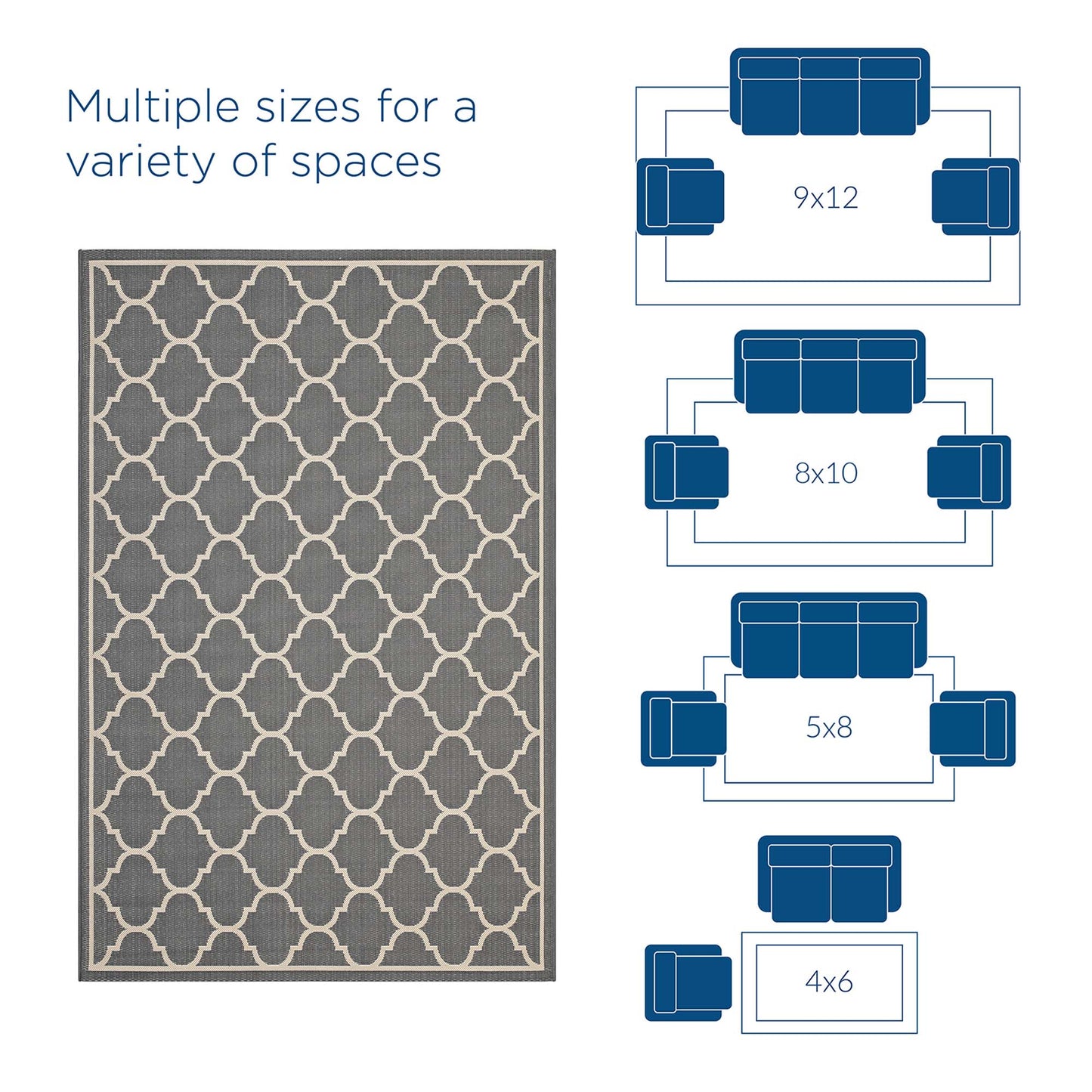 Avena Moroccan Quatrefoil Trellis Indoor and Outdoor 4x6 Area Rug