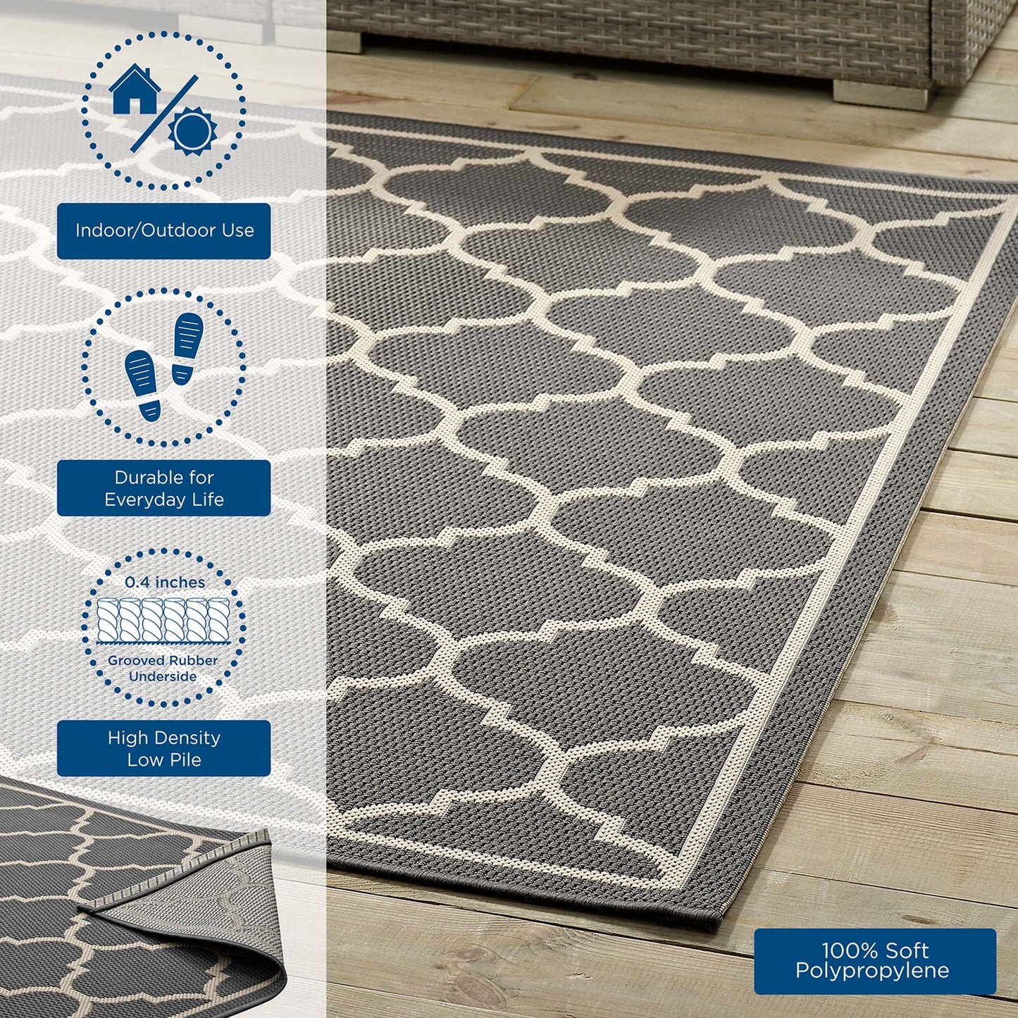 Avena Moroccan Quatrefoil Trellis Indoor and Outdoor 4x6 Area Rug