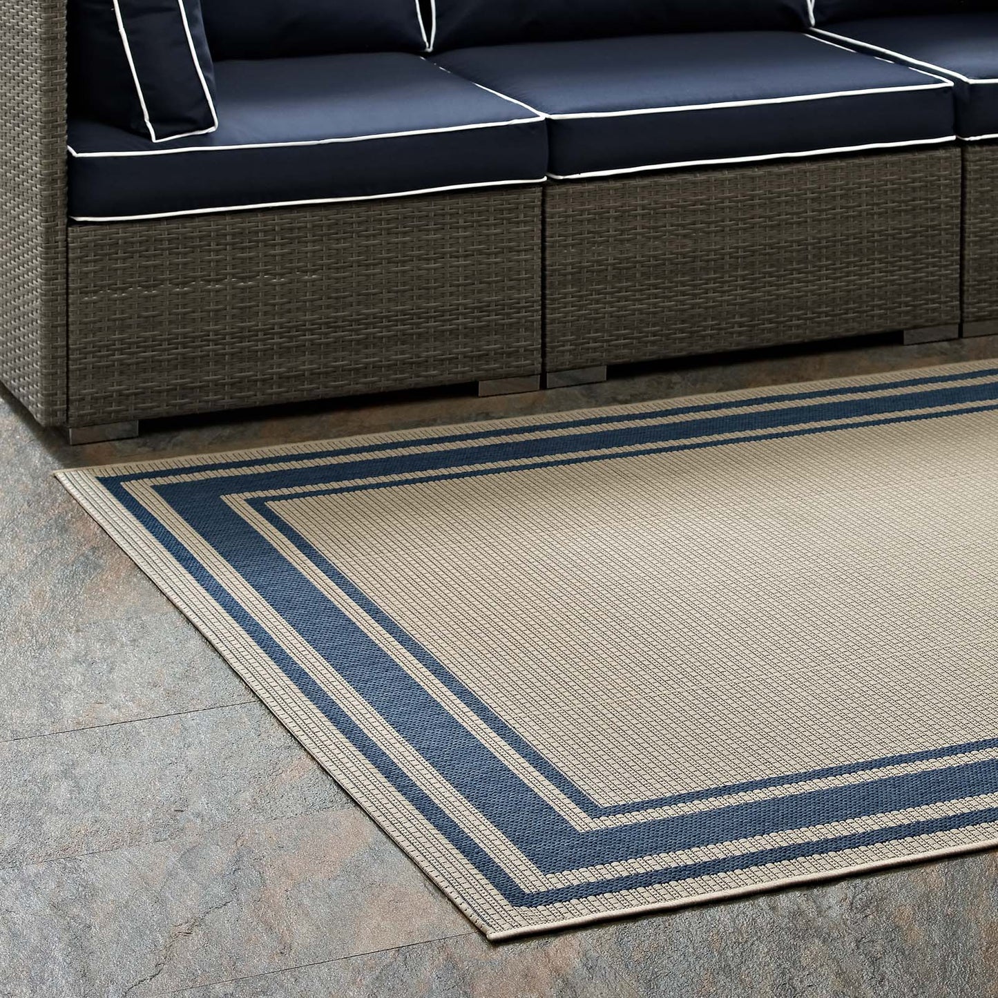 Rim Solid Border Indoor and Outdoor 8x10 Area Rug