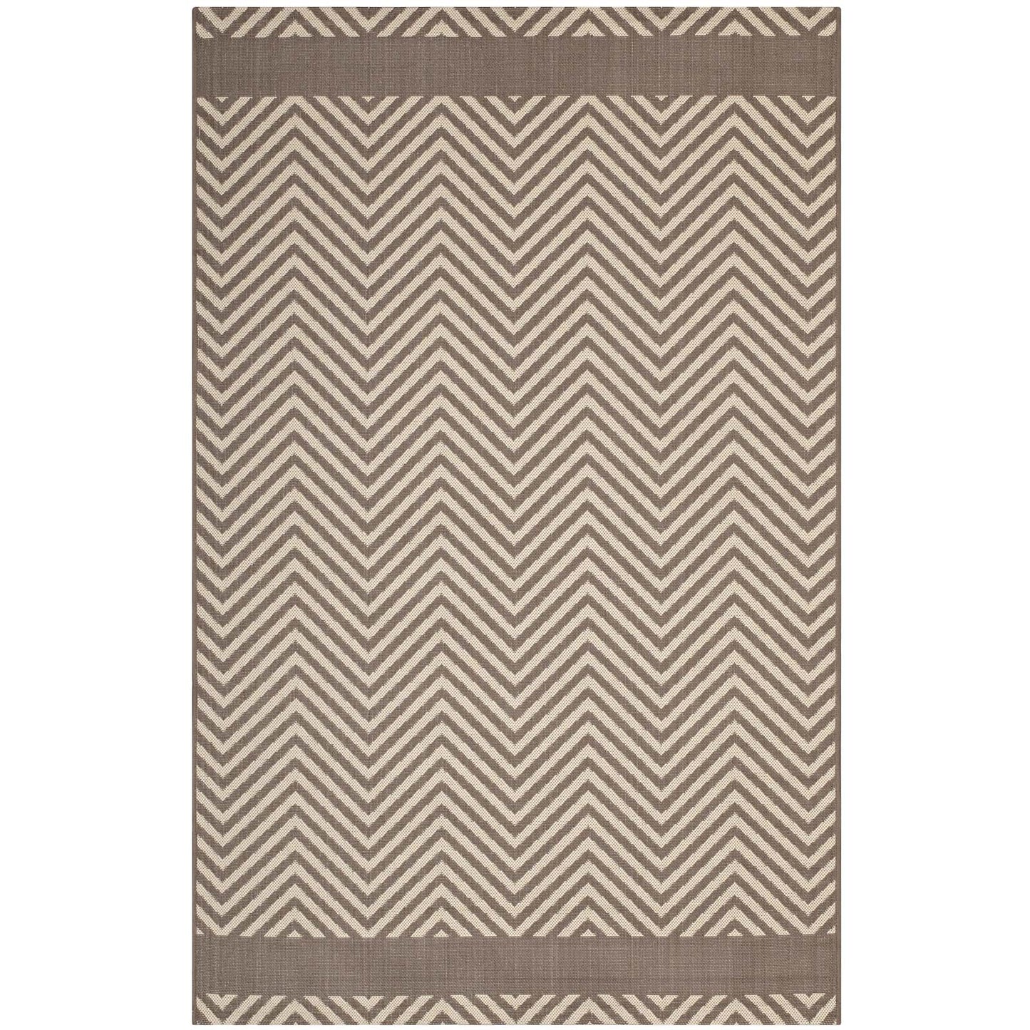 Tapis d'intérieur et d'extérieur Optica Chevron avec bordures d'extrémité 5x8 par Modway