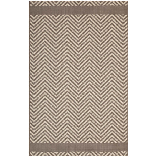 Tapis d'intérieur et d'extérieur Optica Chevron avec bordures d'extrémité 5x8 par Modway