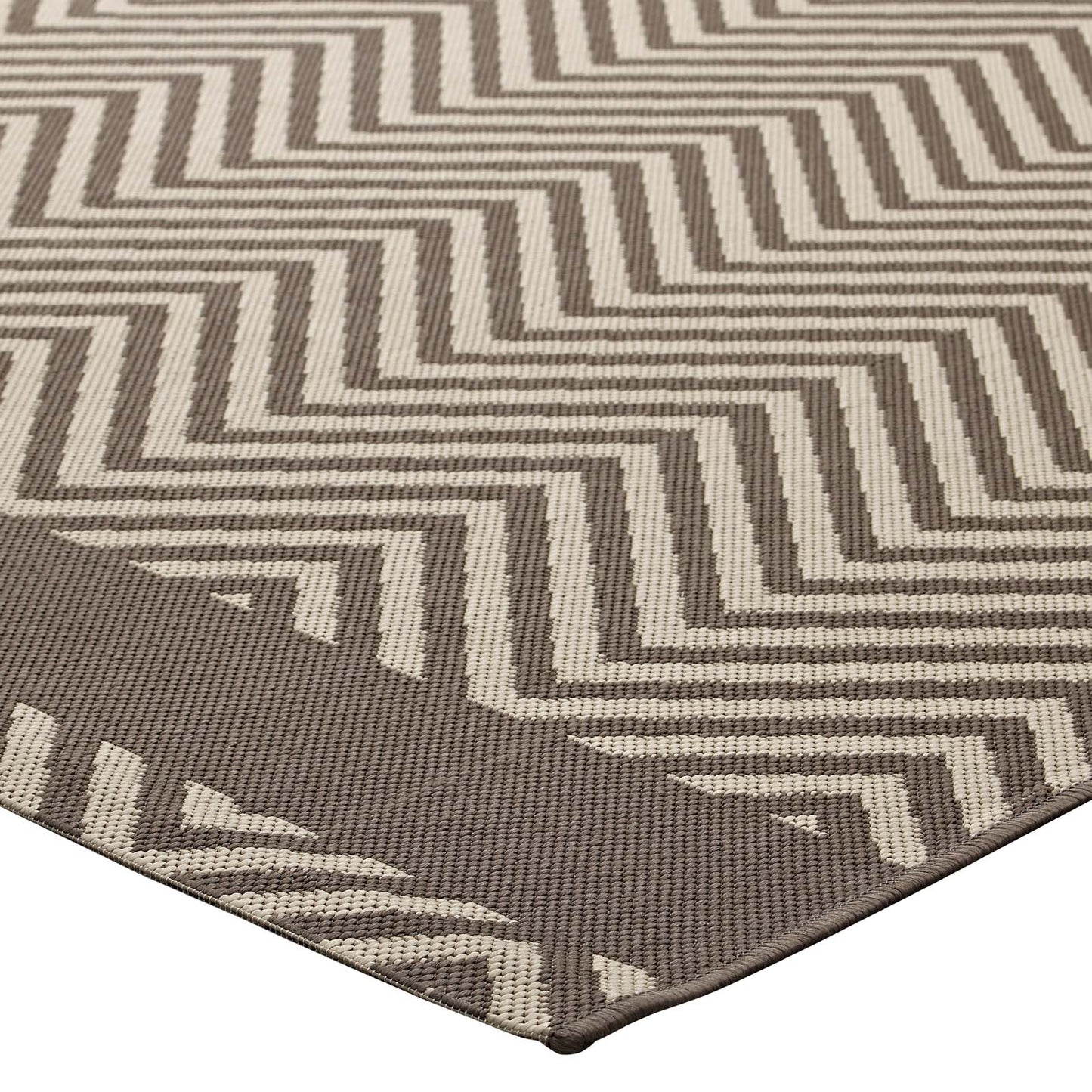 Tapis d'intérieur et d'extérieur Optica Chevron avec bordures d'extrémité 5x8 par Modway