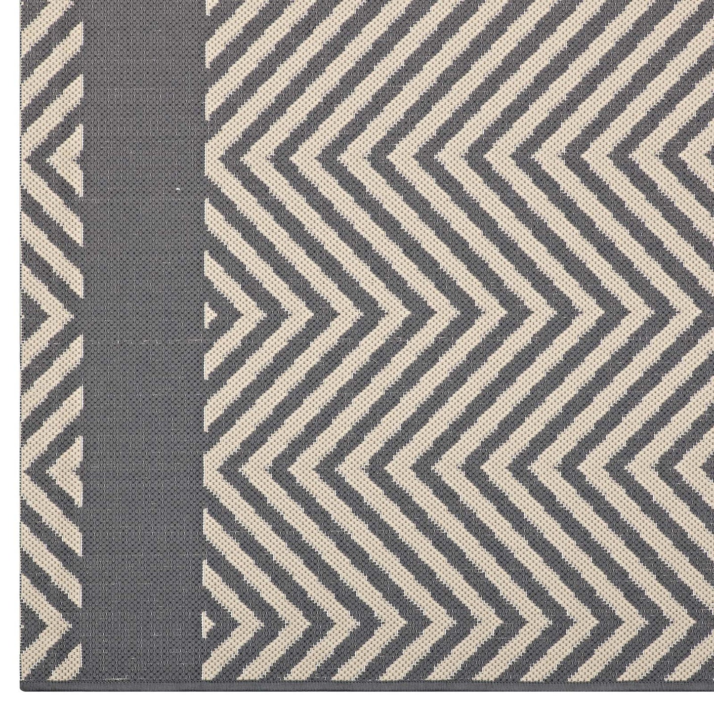 Tapis d'intérieur et d'extérieur Optica Chevron avec bordures d'extrémité 5x8 par Modway