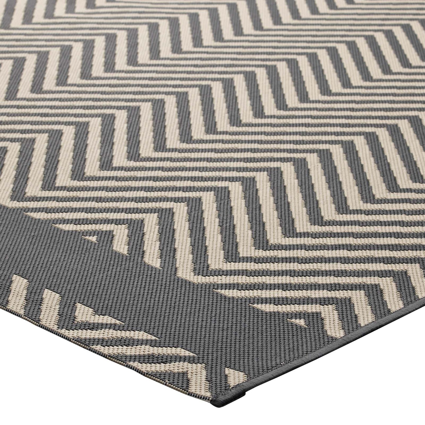 Tapis d'intérieur et d'extérieur Optica Chevron avec bordures d'extrémité 5x8 par Modway