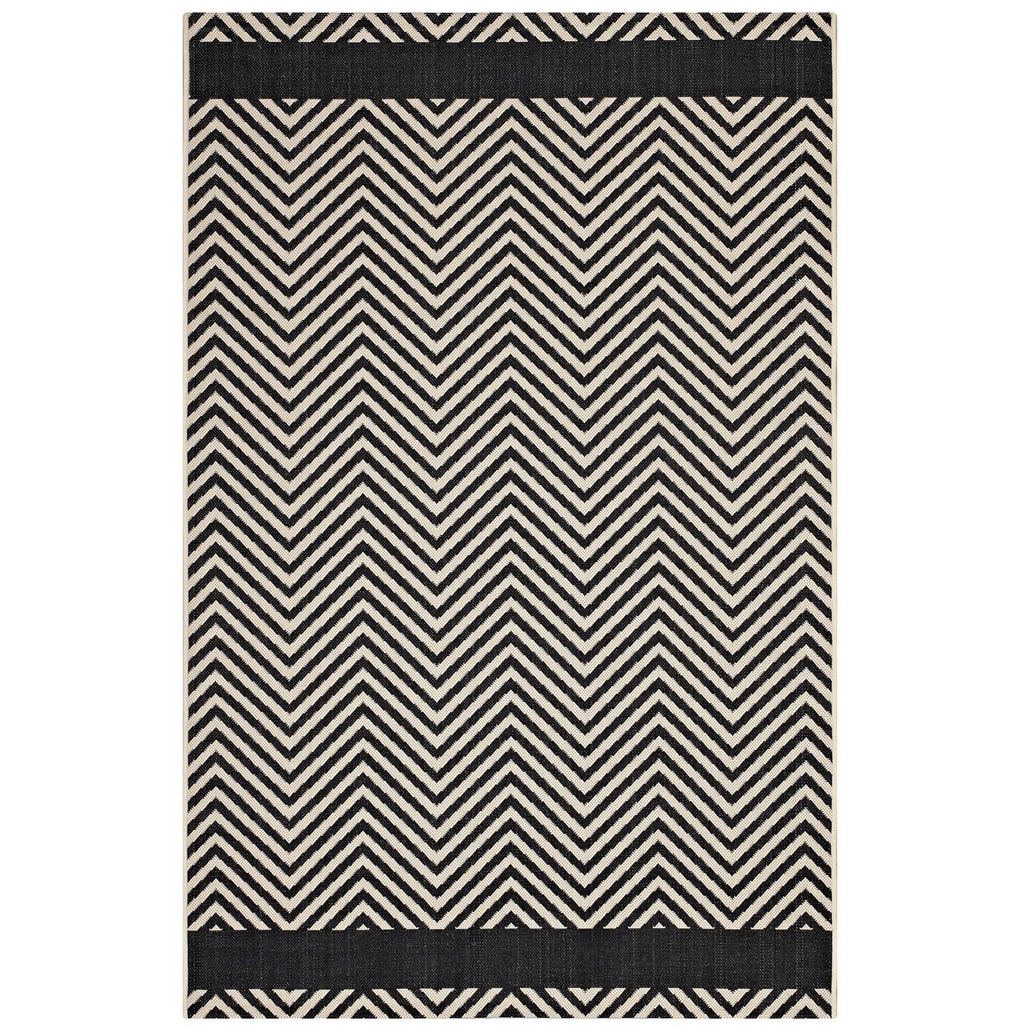 Tapis d'intérieur et d'extérieur Optica Chevron avec bordures d'extrémité 5x8 par Modway