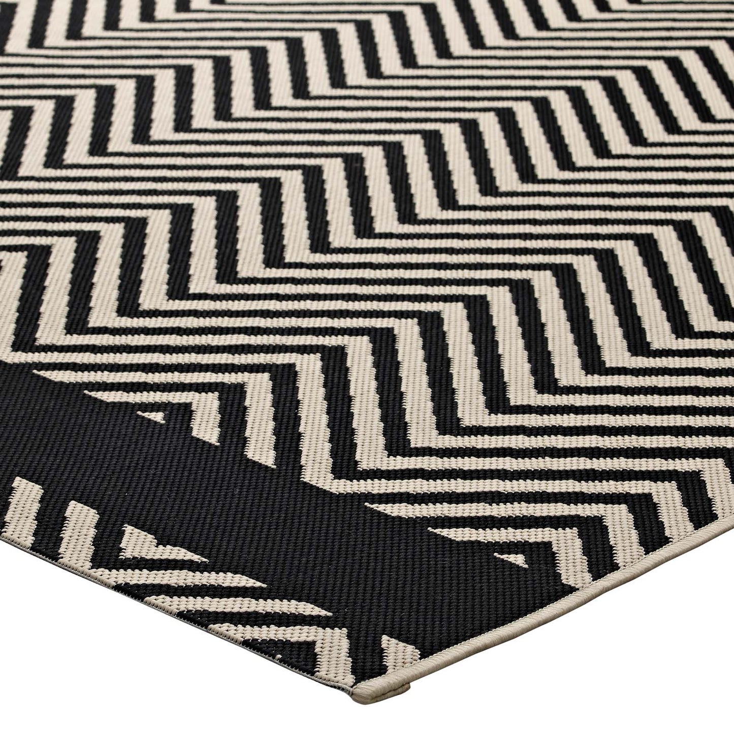 Tapis d'intérieur et d'extérieur Optica Chevron avec bordures d'extrémité 5x8 par Modway